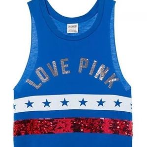 Victoria's secret love pink sequins 4th July tank